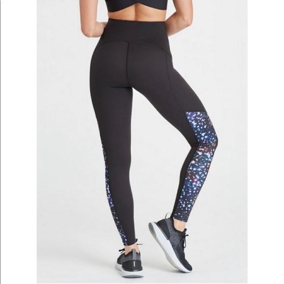 SPANX Pants - SPANX Booty Boost Active Colorblocked Leggings Cosmic Galaxy Print EUC